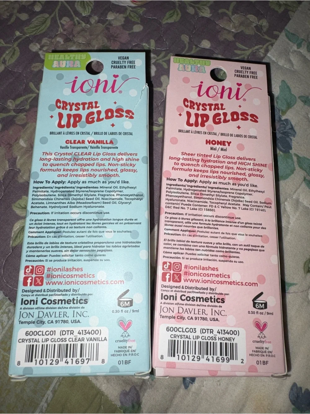 ioni Crystal Lip Gloss — Clear Vanilla & Honey (2-Pack)